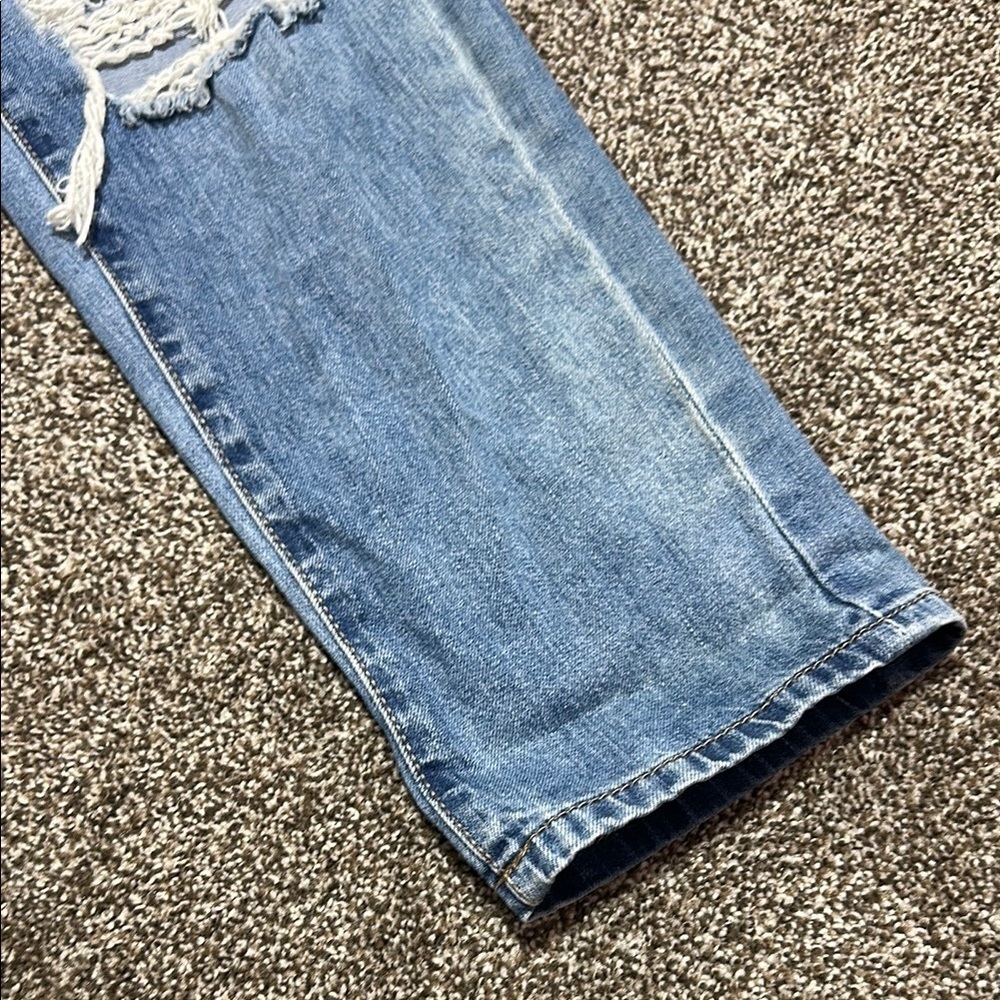 Rewash Blue Ankle Cropped Jeans with Distressed Details SMALL drawstring waist - Picture 7 of 14